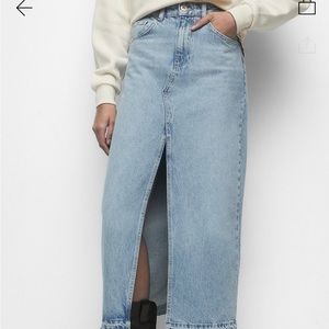 Pull&Bear Denim Maxi Skirt With Front Slit
